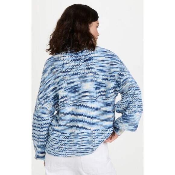 STAUD Benny Dusk Blue Striped Turtleneck Sweater Size Small - Picture 3 of 9